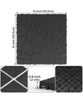 Streamdale 12" Patio Deck Tiles, DIY Interlocking, Easy Install, 44pcs, DARK GRAY