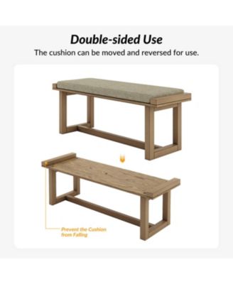 Irene Contemporary Solid Wood Dining Bench with Linen Upholstered