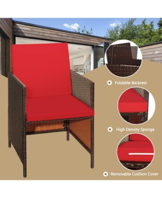 9PC Rattan Wicker Patio Dining Set Outdoor Furniture Set w/ Cushion