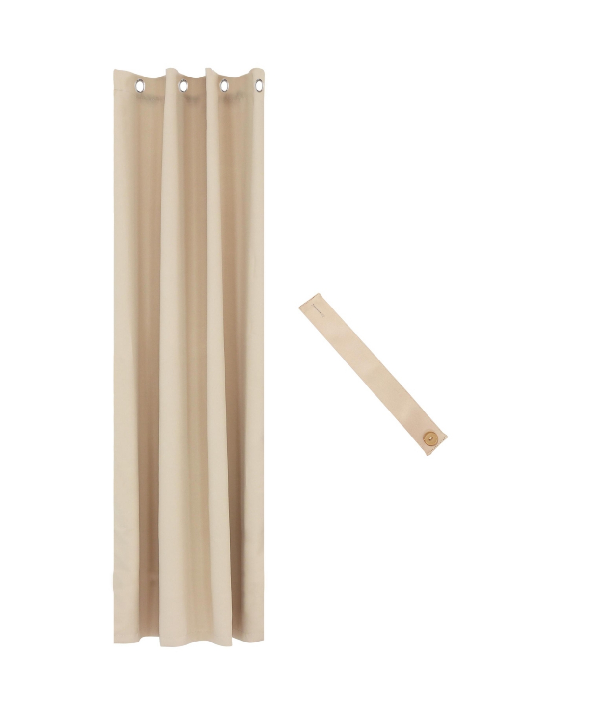 52 x 107.5-Inch Indoor/Outdoor Room-Darkening Curtains with Grommet Top - Includes Tieback - Beige - Beige