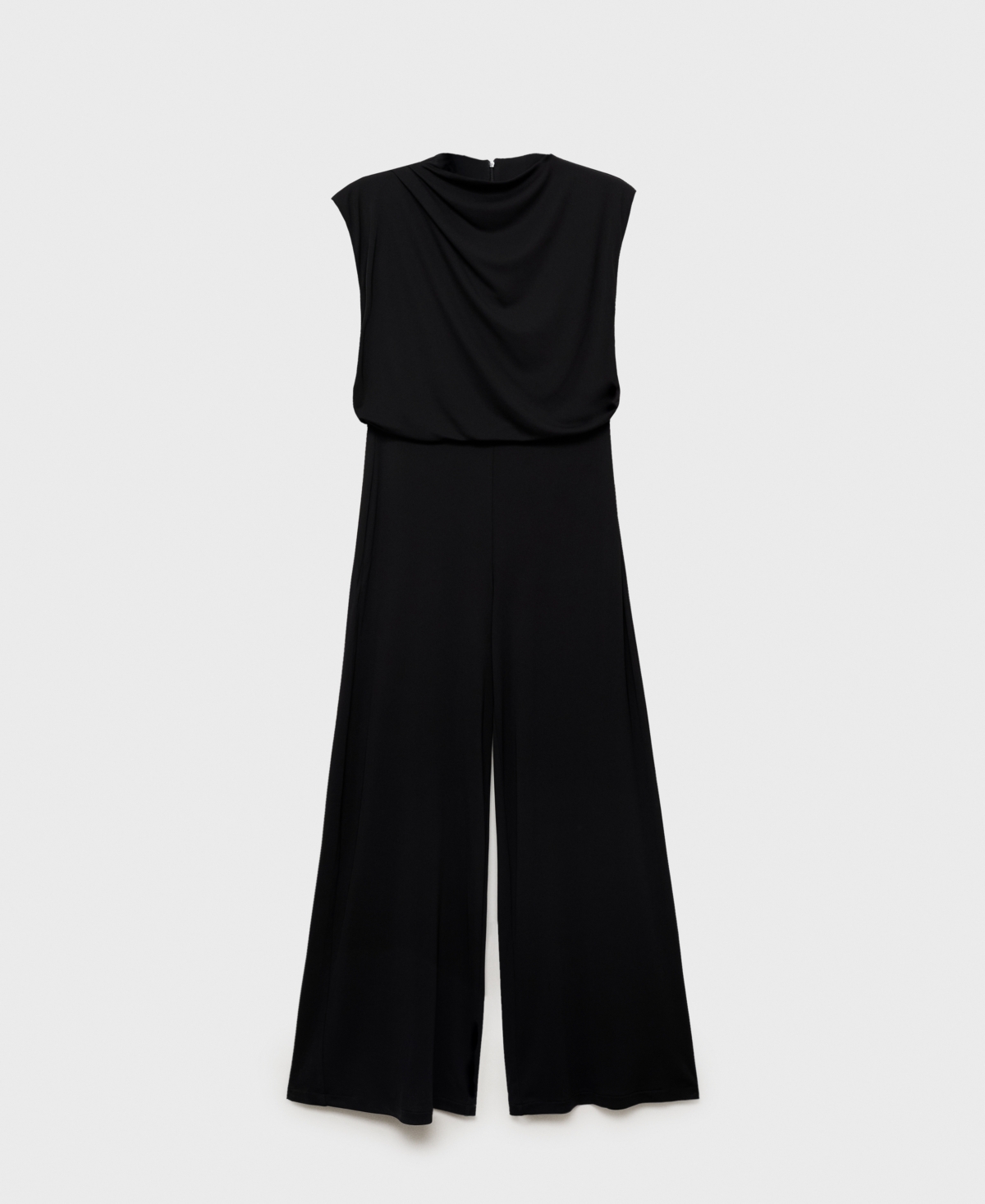 Women's Draped Neckline Straight-Fit Jumpsuit - Black
