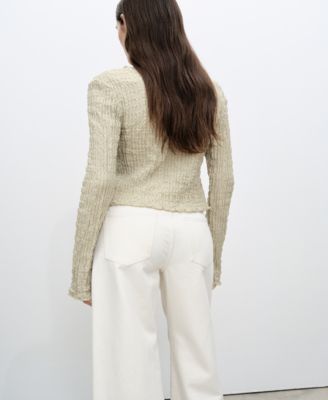 Women's Cotton Texture Ties Cardigan Sweater