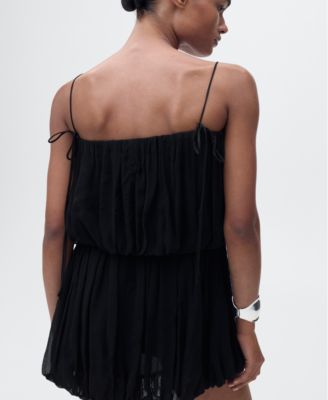 Women's Short Balloon-Effect Gathered Dress