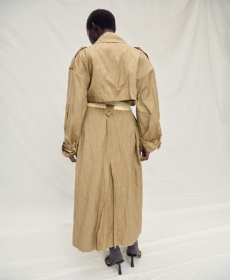 Women's Oversized Wrinkled Effect Trench Coat
