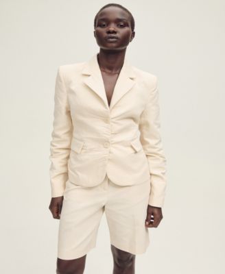 MANGO Women's Linen-Blend Suit Bermuda Shorts