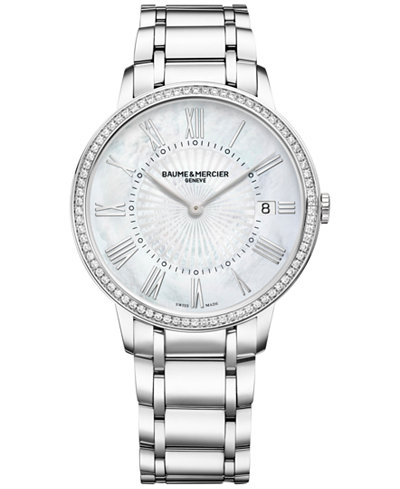Baume & Mercier Women's Swiss Classima Diamond (2/5 ct. t.w.) Stainless Steel Bracelet Watch 37mm M0A10227