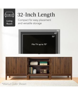 2-Door Reeded Storage Cabinet w/ Soft-Close Doors, Multipurpose Accent Furniture