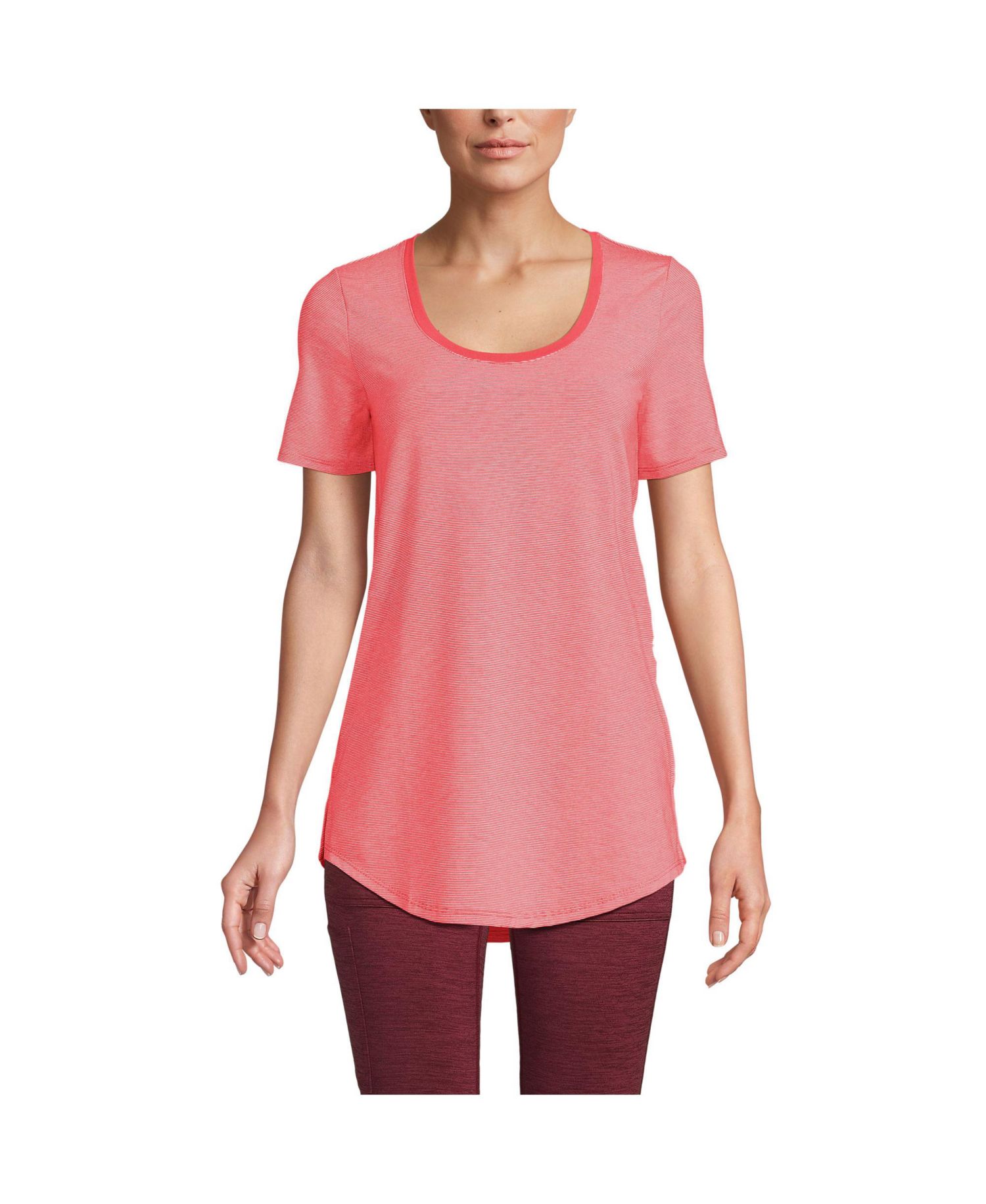 Women's Short Sleeve Power Performance Scoop Neck Curved Hem Tunic Tee
