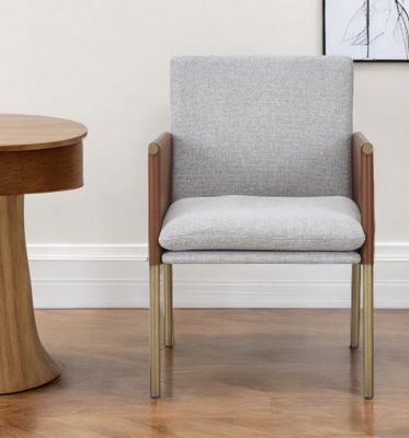 Upholstered Fabric Dining Arm Chair with Cushioned Seat and Backrest