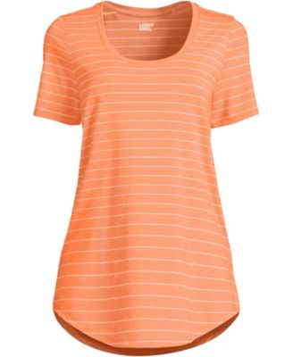 Plus Size Short Sleeve Power Performance Scoop Neck Curved Hem Tunic Tee