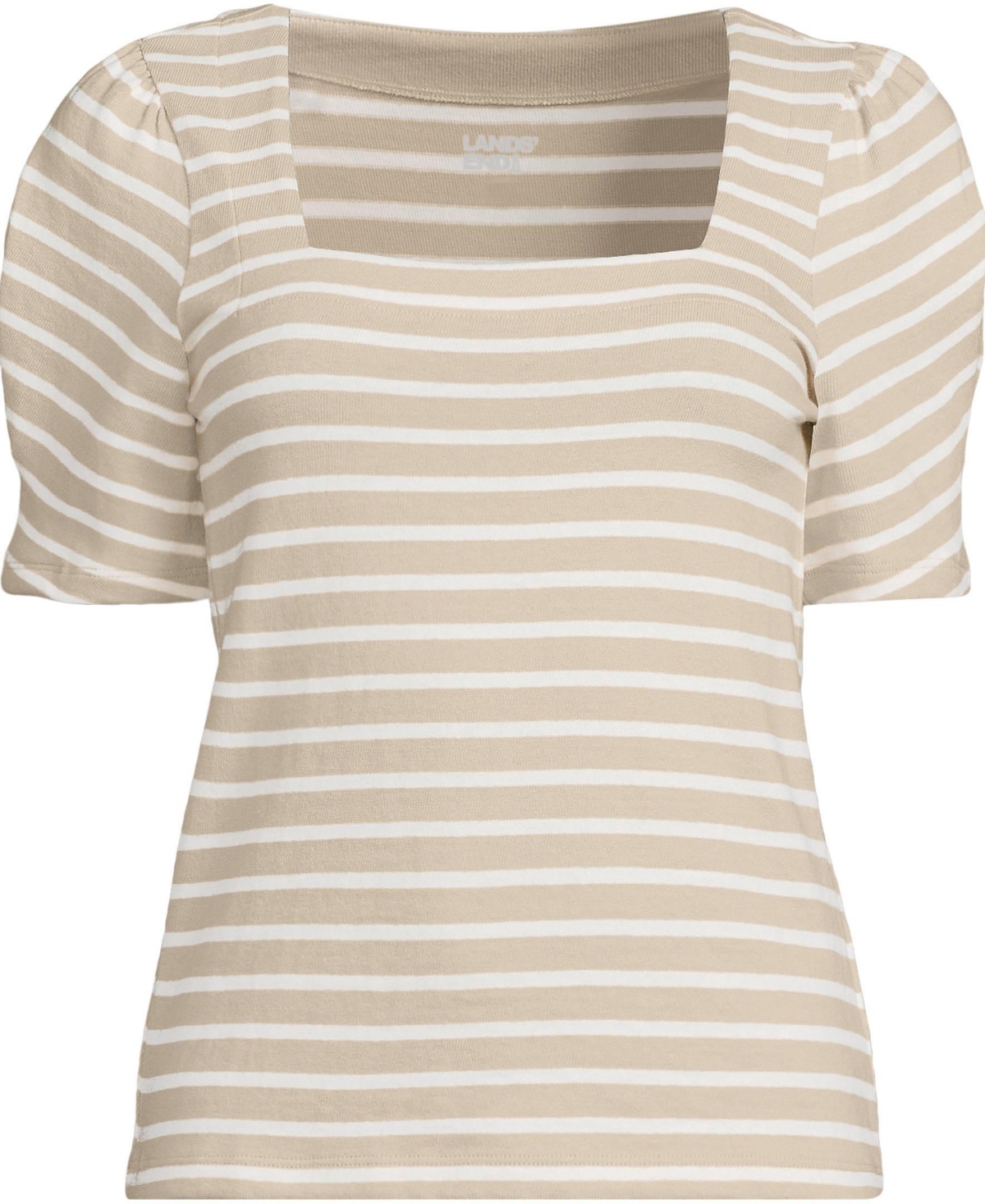 Lands' End Women's Puff Sleeve Mariner Square Neck Top