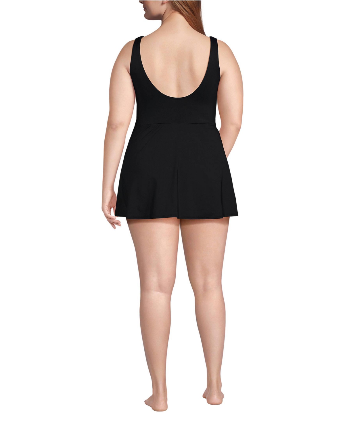 Lands' End Women's Long Side Tie Mini Swim Dress Swimsuit