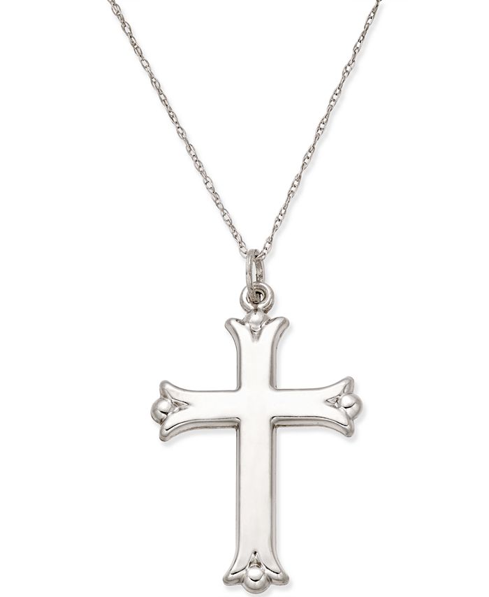 Macy's Cross Pendant Necklace in 10k White Gold Macy's