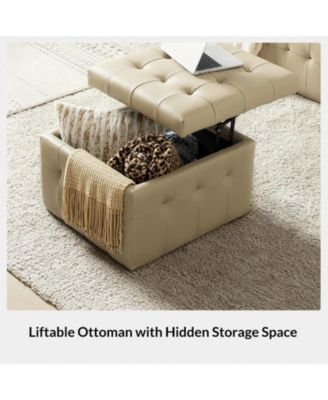 Blanca 87" wide Genuine Leather Sofa with Button Tufted Stitched Pattern