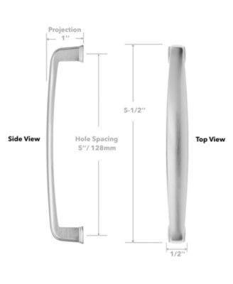 5 Pack Solid Kitchen Cabinet Handles (5" Hole Centers) - Drawer/Door Hardware - Style T765 - Satin Nickel