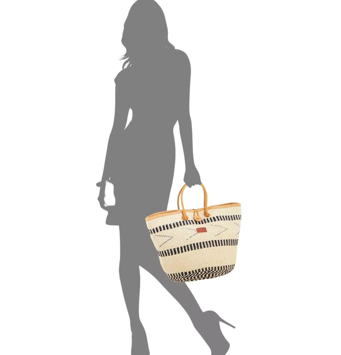 Женская сумка SAWA SAWA Balance Point Handwoven Straw Sisal Basket, цвет: Белый / Чёрный — фото 6