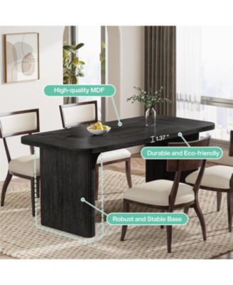 rectangular for 4–6 with double pedestal, wood and metal, 62-inch dining table for kitchen, dining or living room use