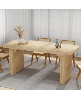 rectangular for 4–6 with double pedestal, wood and metal, 62-inch dining table for kitchen, dining or living room use