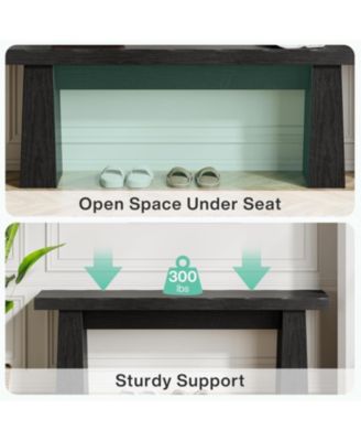 47" Wooden Entryway Bench, Long Dining Table Bench with Sturdy Frame, Easy Assembly for Bedroom, Living Room, Hallway