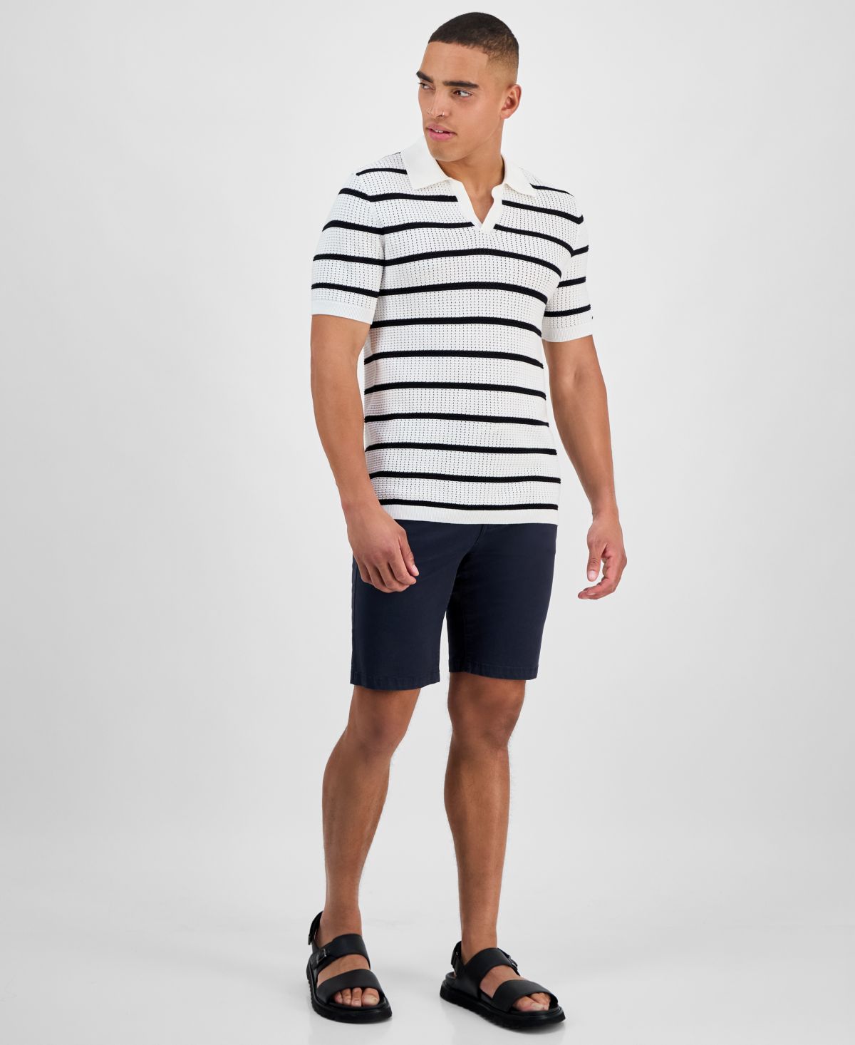Мужская рубашка поло и шорты в полоску