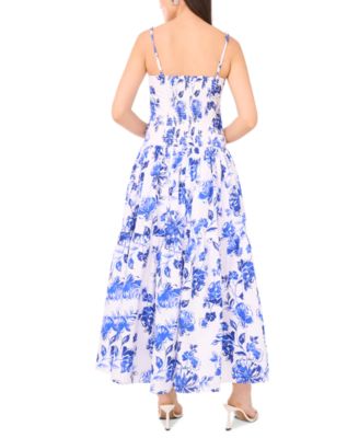 Women's Printed Beaded-Strap Drop-Waist Midi Dress