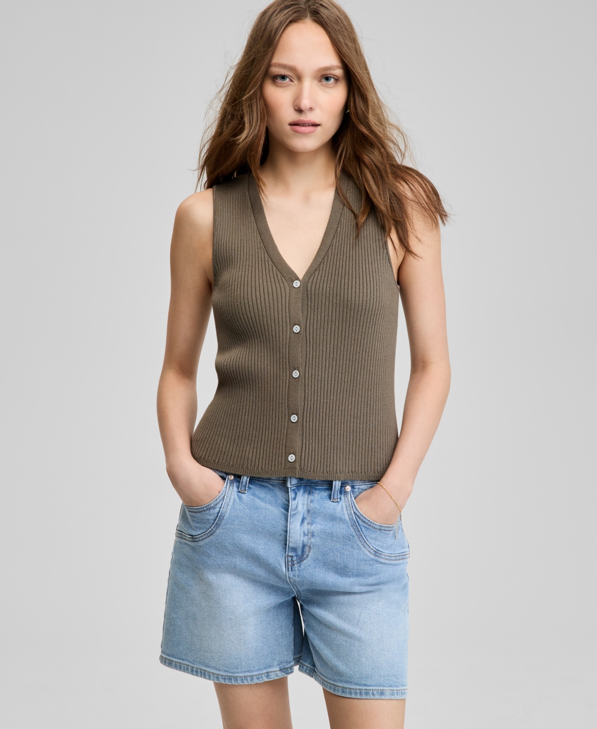 And Now This Women's Ribbed Sweater Vest, Exclusively At Macy's In Green