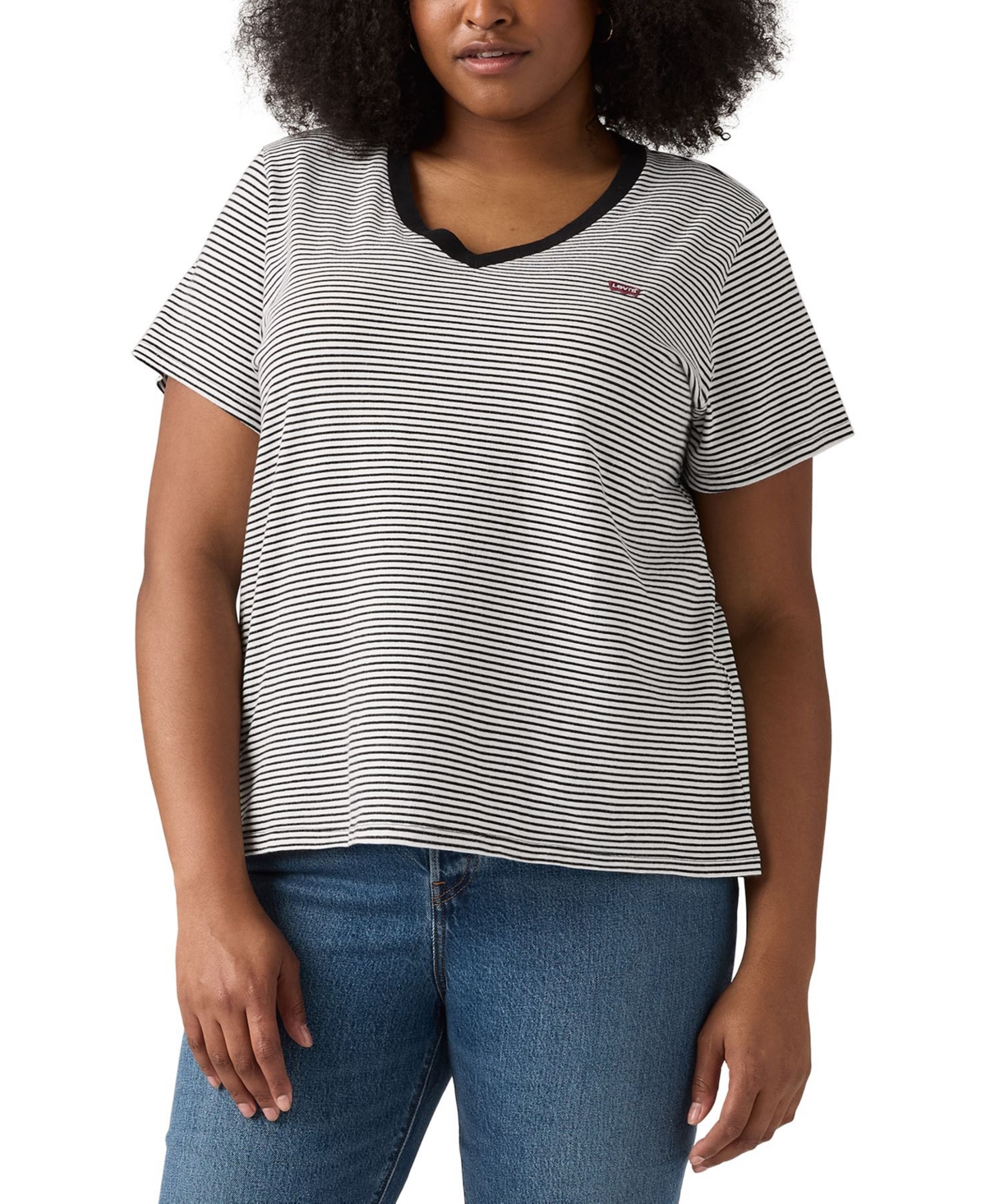 Levi's Plus Size Perfect Cotton Striped Short-sleeve Tee