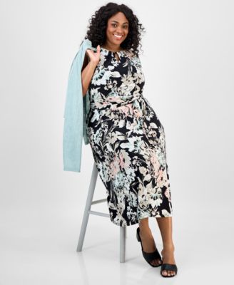 Plus Size Floral-Print Midi Dress