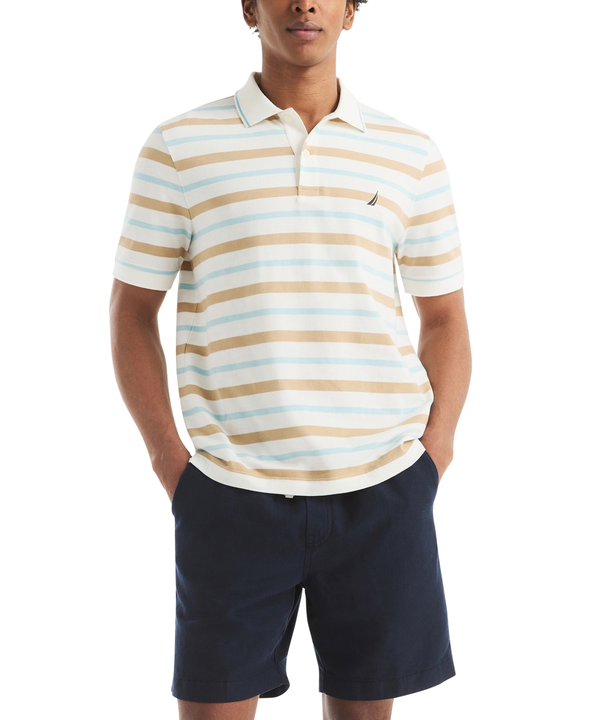 Men's Birdseye Stripe Polo Shirt - Navy Seas