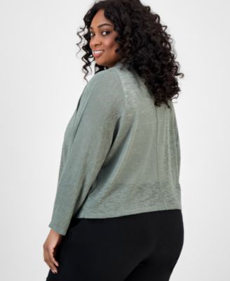 Women’s Long Sleeve Sheer Cardigan Sweater, Plus