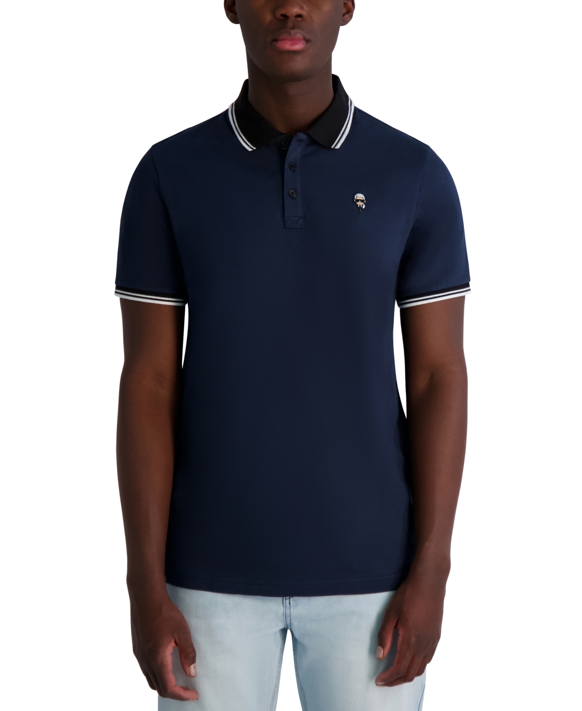 Karl Lagerfeld Men's Short Sleeve Tipped Logo Polo Shirt