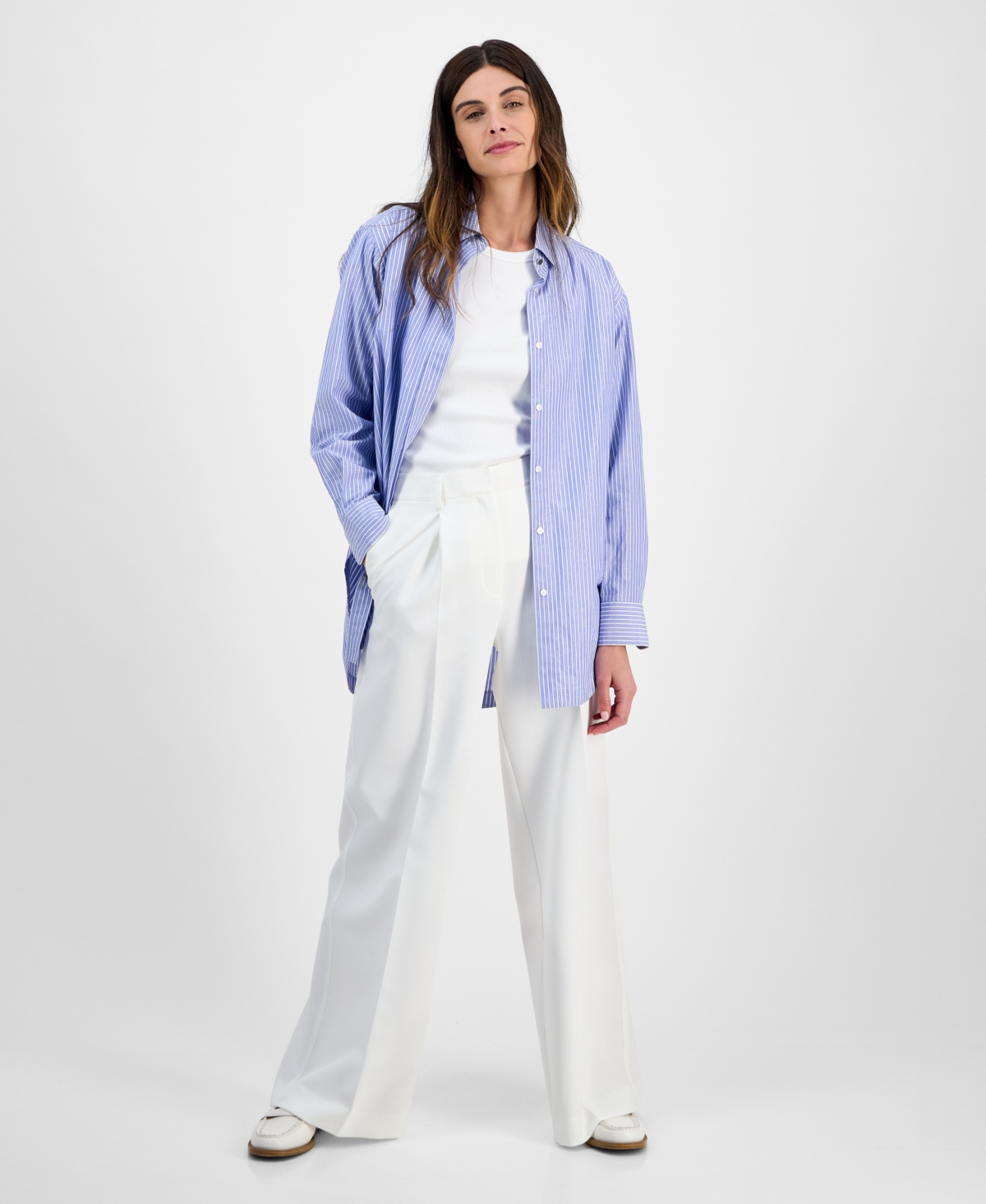 Hugo Boss Women's High-rise Wide-leg Pants In White