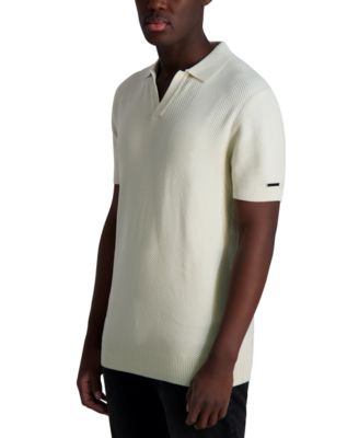 Men's Short Sleeve Textured Open Collar Polo Shirt