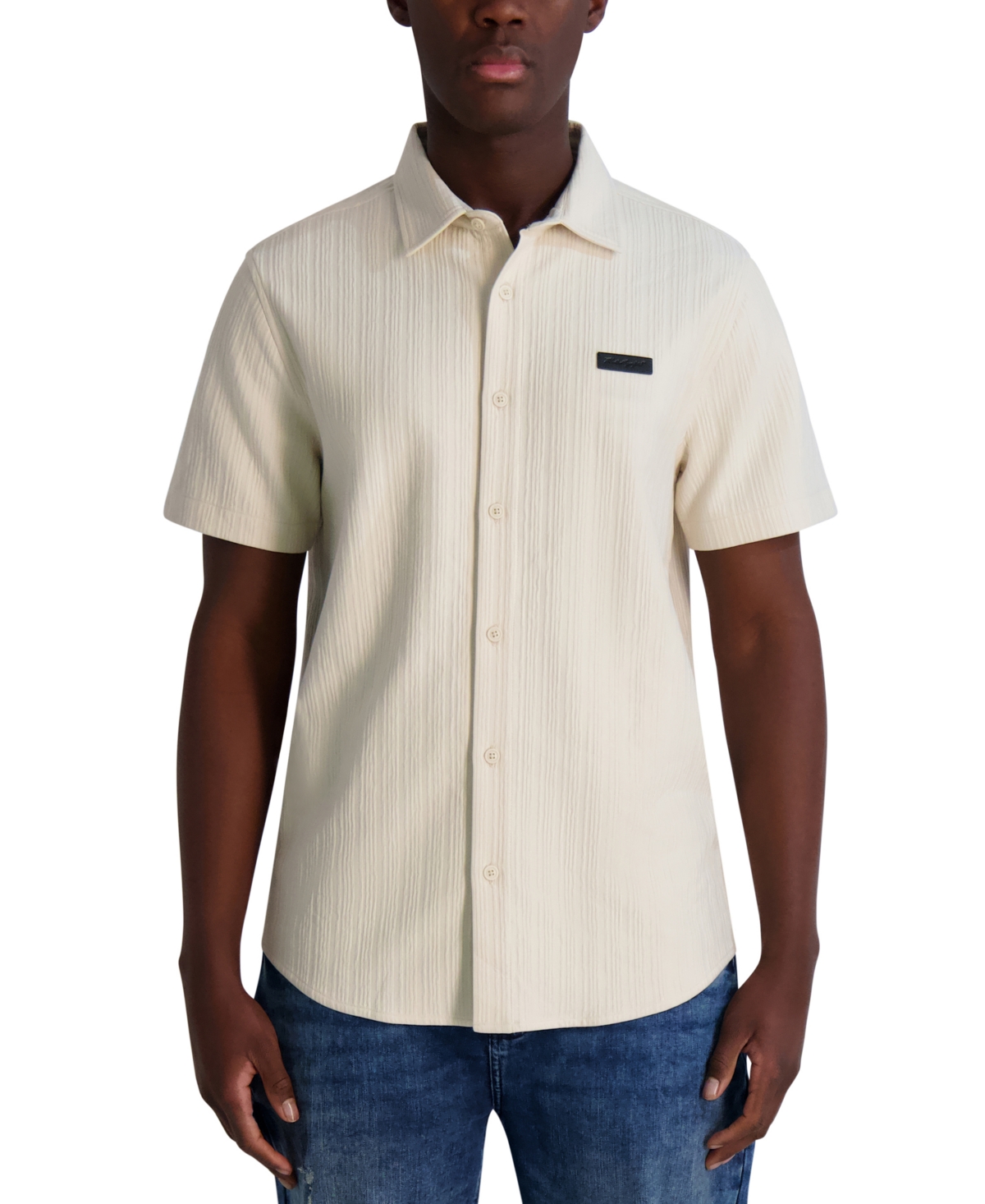Men's Short Sleeve Button Front Shirt - Natural