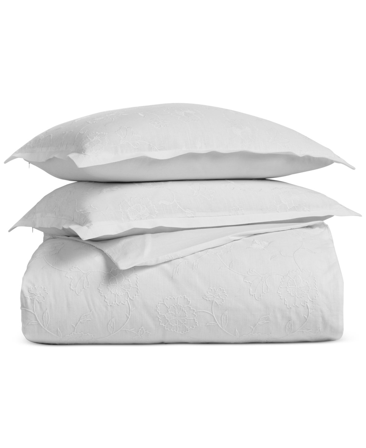 Macy's Charter Club Colette Embroidery 3-pc. Duvet Set, Full/queen, Exclusively At  In White