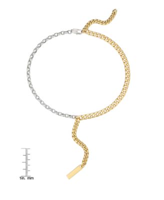 Two-Tone Chain Textured 14K Gold Plate Necklace