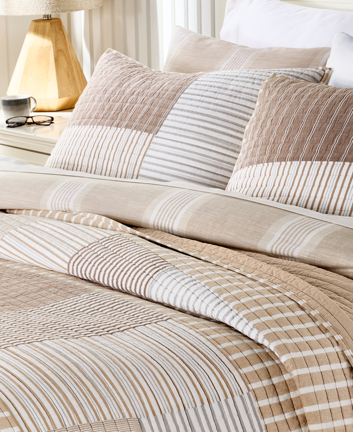 Charter Club Seaside Patchwork 3-pc. Quilt Set, King, Exclusively At Macy's In Sand