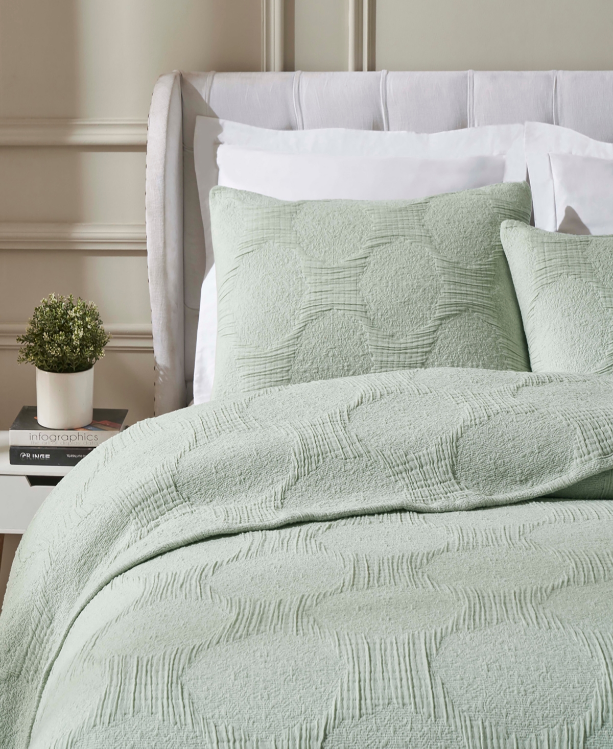Superior Tanta Crinkle Woven 3-pc. Coverlet Set, King In Green