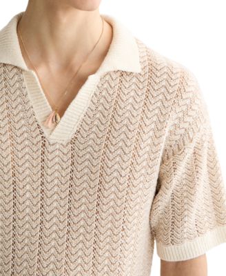 Men's Structured Knit Sweater Polo Shirt