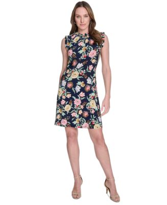 Tommy Hilfiger Women's Floral Jersey a Line Dress Purple Size 4