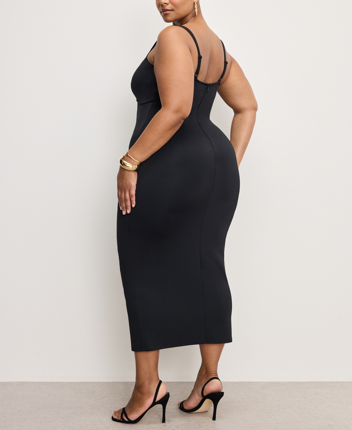 GOOD AMERICAN WOMEN'S SCUBA SWEETHEART MIDI DRESS 