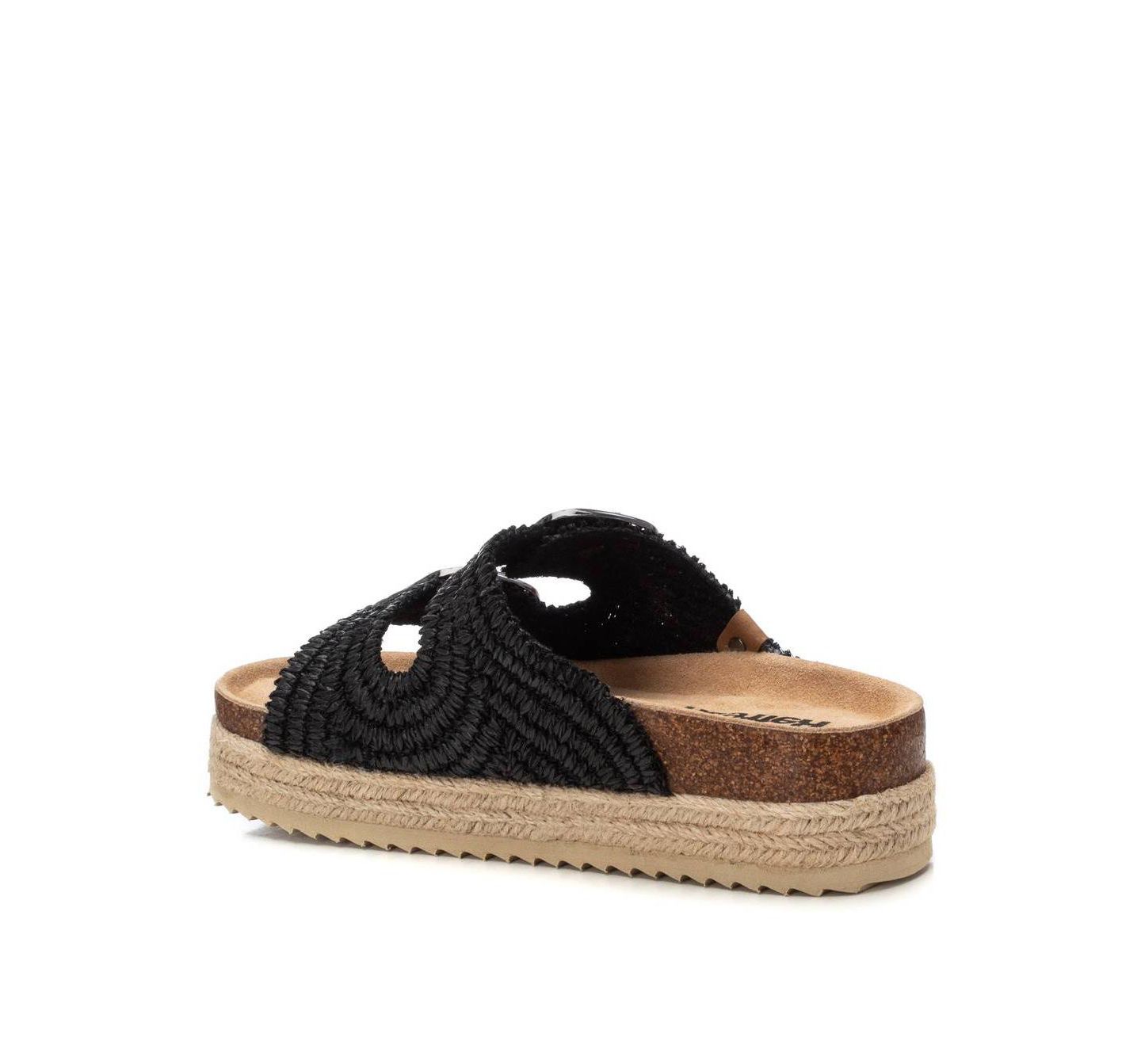 Женские сандалии XTI Jute Wrapped Platform Cork Footbed Sandals Refresh Collection, цвет: Чёрный — фото 4