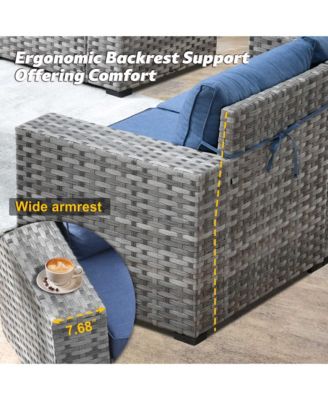 Patio Furniture Set,6 Piece Outdoor Sectional Sofa Couch Set,Patio Conversation Set with Modular Wicker Chairs,Widened Armrest,Side Table,Orange Red