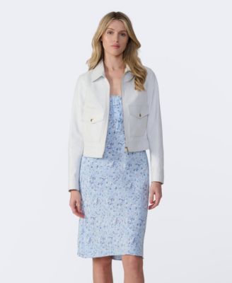 Women's Bomber Leather Jacket, Created for Macy's