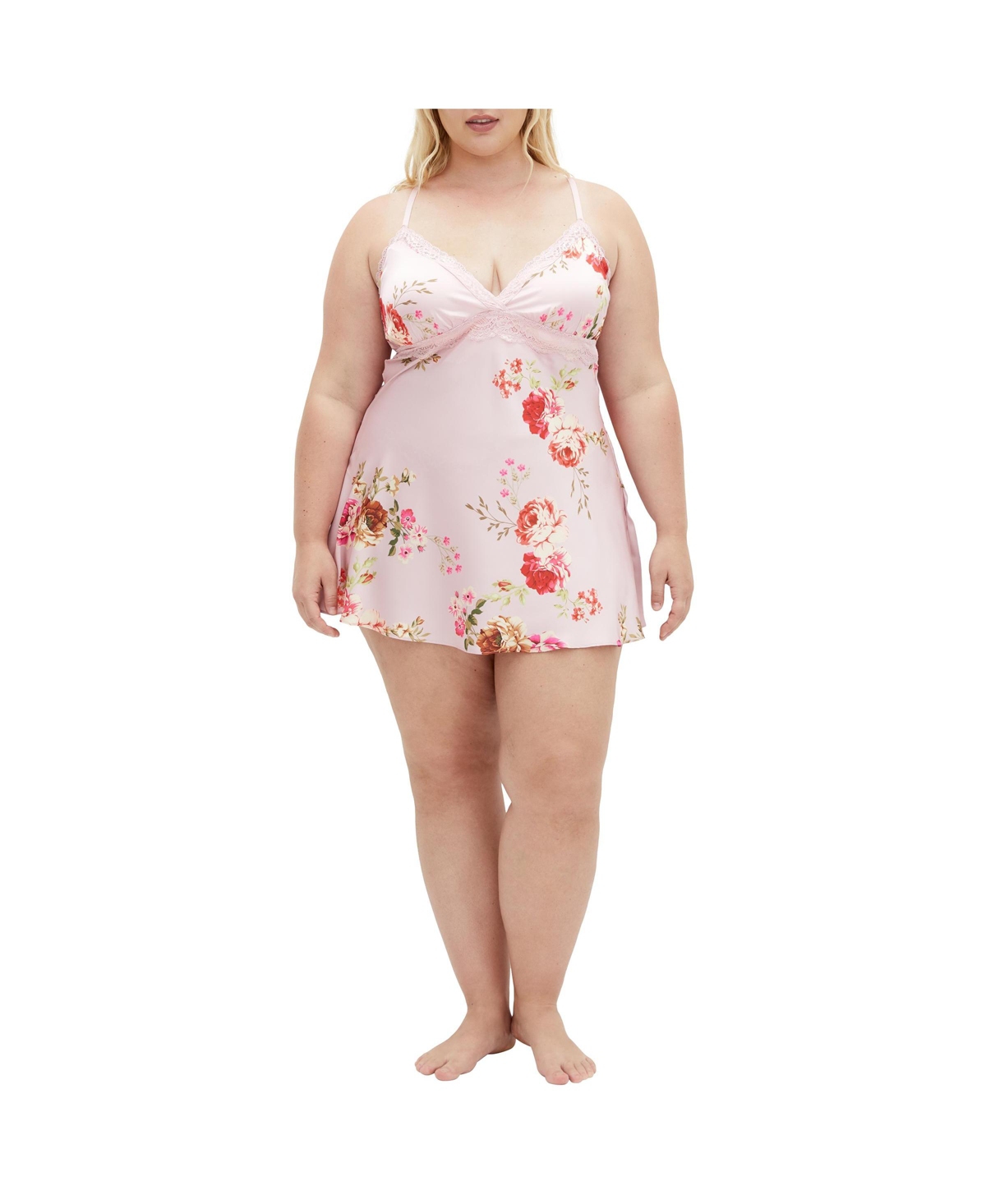 Plus Size Arcadia Chemise - Blush floral print