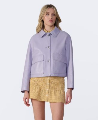 Women's Cropped Leather Jacket, Created for Macy's