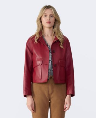 Women's Cropped Leather Jacket, Created for Macy's