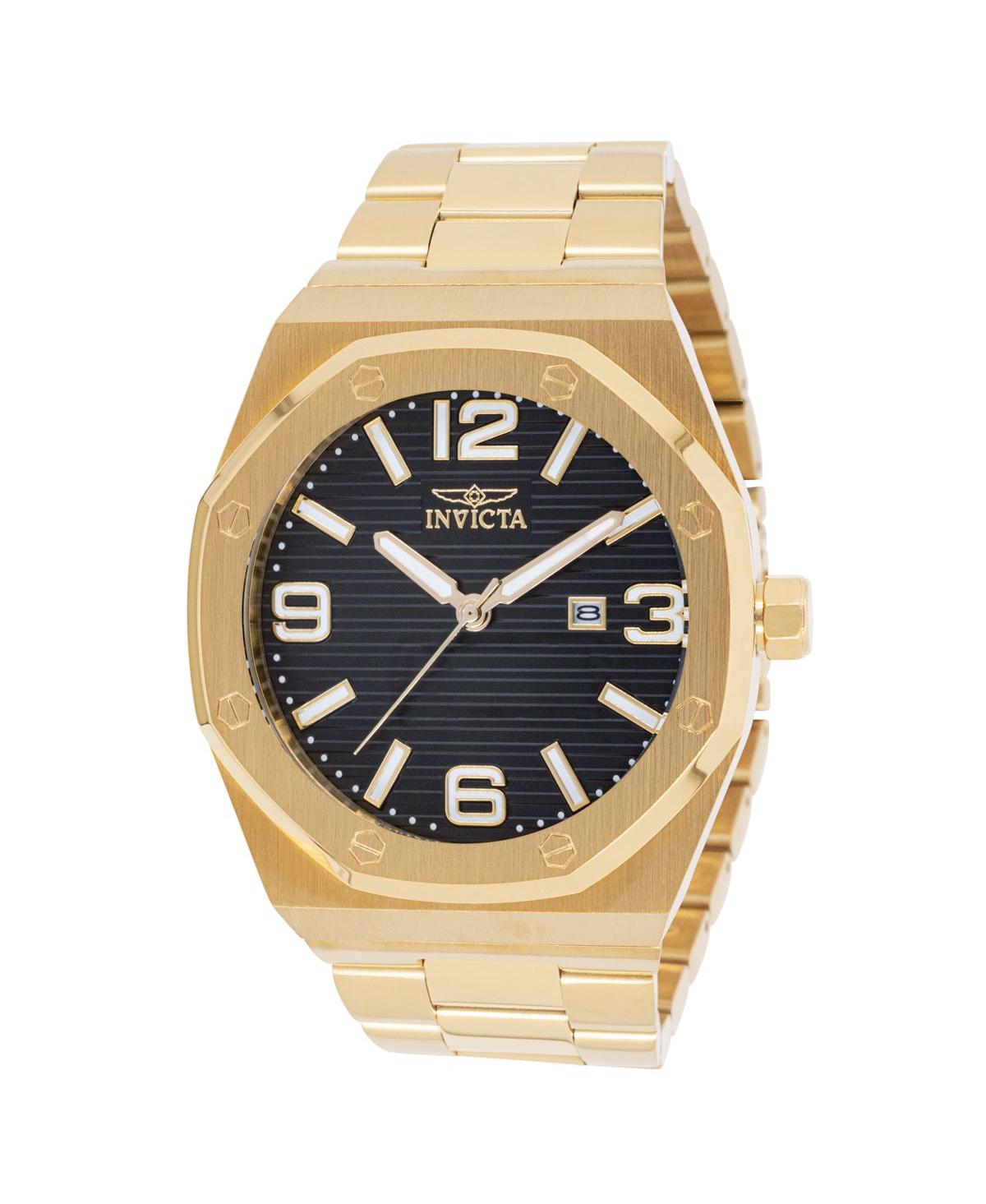 Men's 45783 Huracan Quartz 3 Hand Black Dial Watch - Gold