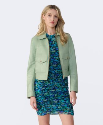 Women's Bomber Leather Jacket, Created for Macy's