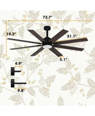 72" Ceiling Fan with Light, Solid Wood Blades, Quiet Reversible DC Motor, Remote Control, Indoor/Outdoor for Bedroom, Living Room & Porch.